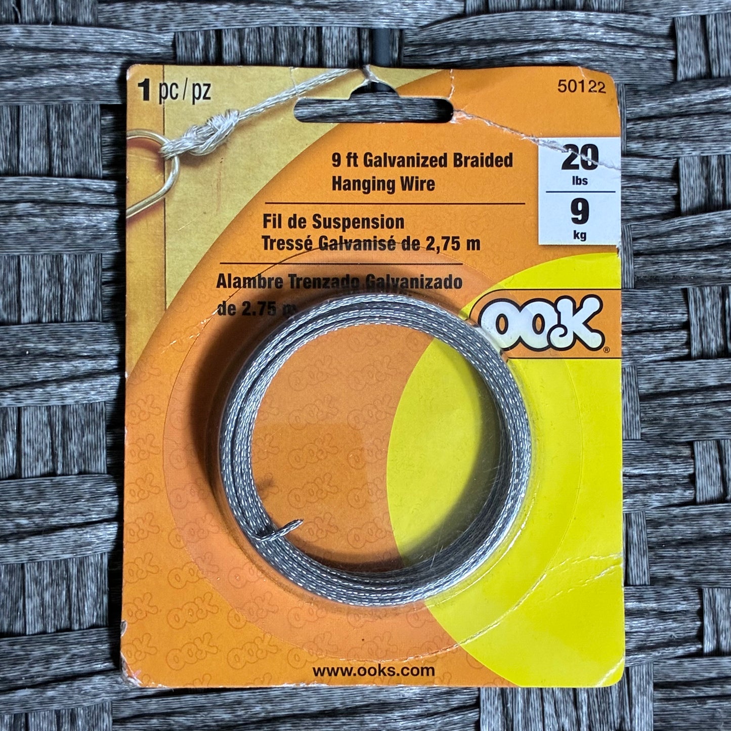 OOK 50122 9FT 20LBS GALVANIZED BRAIDED HANGING WIRE