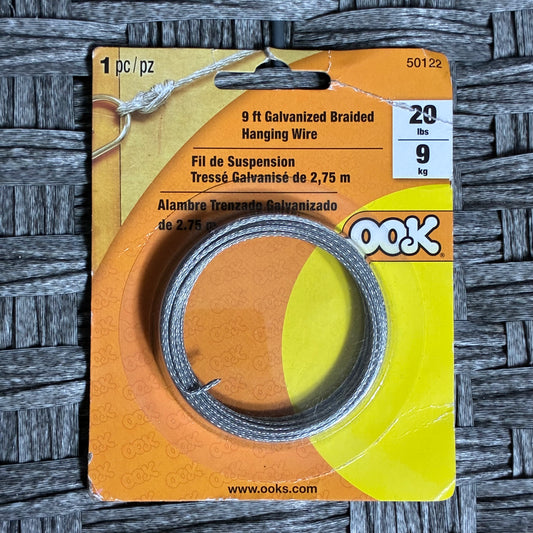OOK 50122 9FT 20LBS GALVANIZED BRAIDED HANGING WIRE