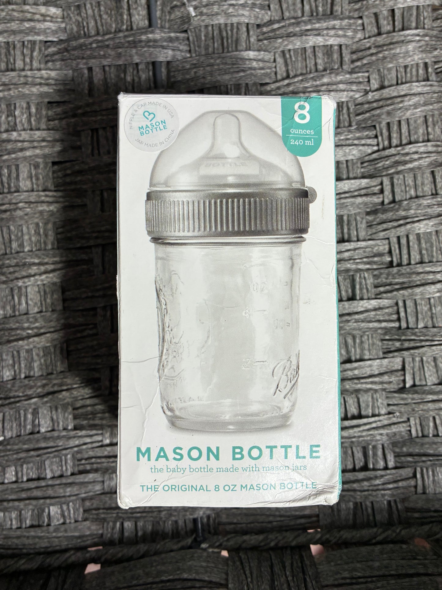 MASON BOTTLE 8 OUNCES GLASS MASON JAR BABY BOTTLE WITH NIPPLE AND CAP