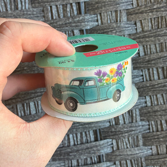 6 YARDS RIBBON TRUCK WITH FLOWERS