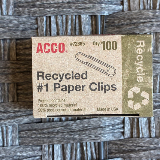 ACCO QTY 100 RECYCLED PAPER CLIPS