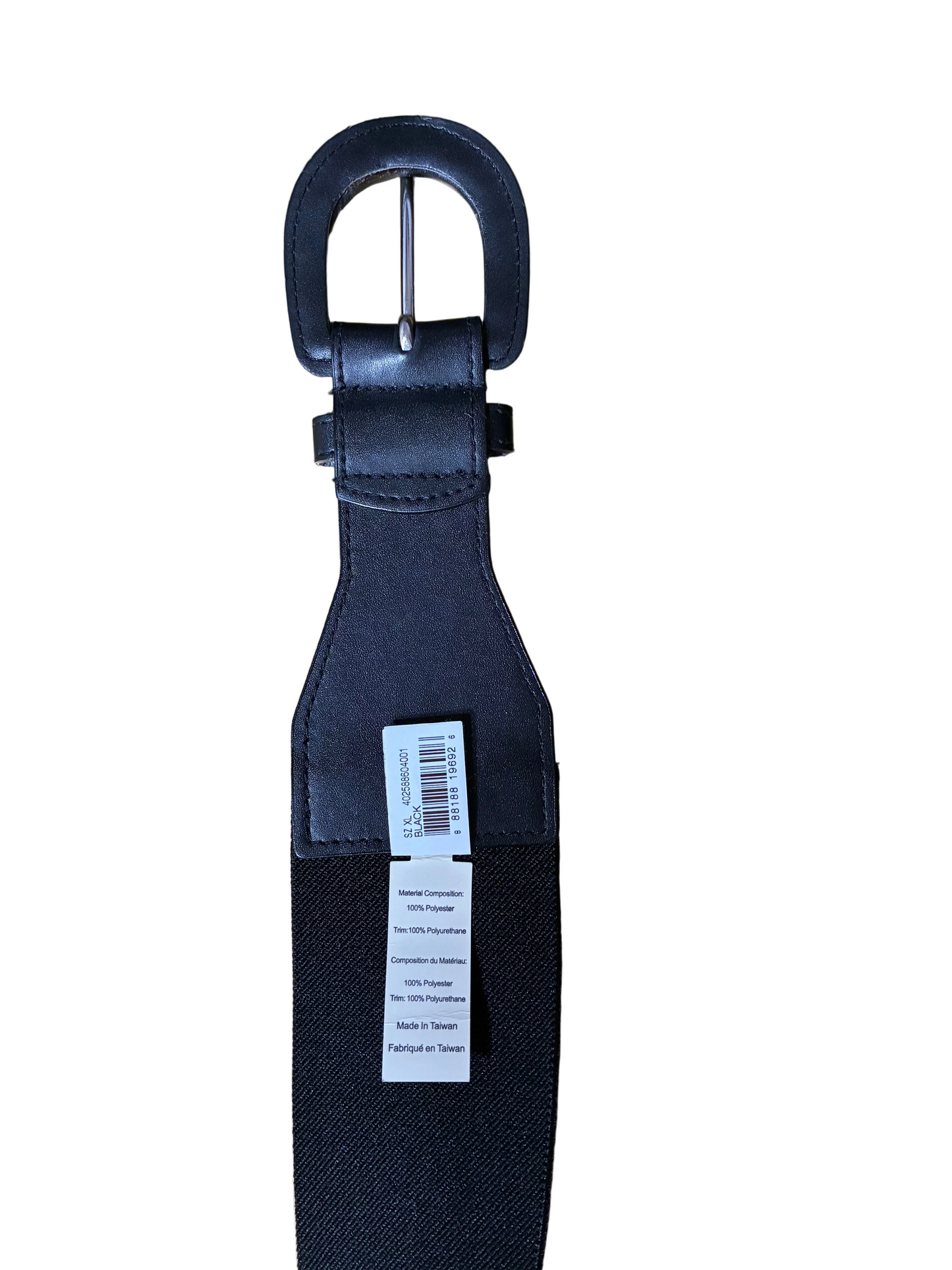 CHAPS UNISEX 2.5” WIDE BLACK ELASTIC BELT XL