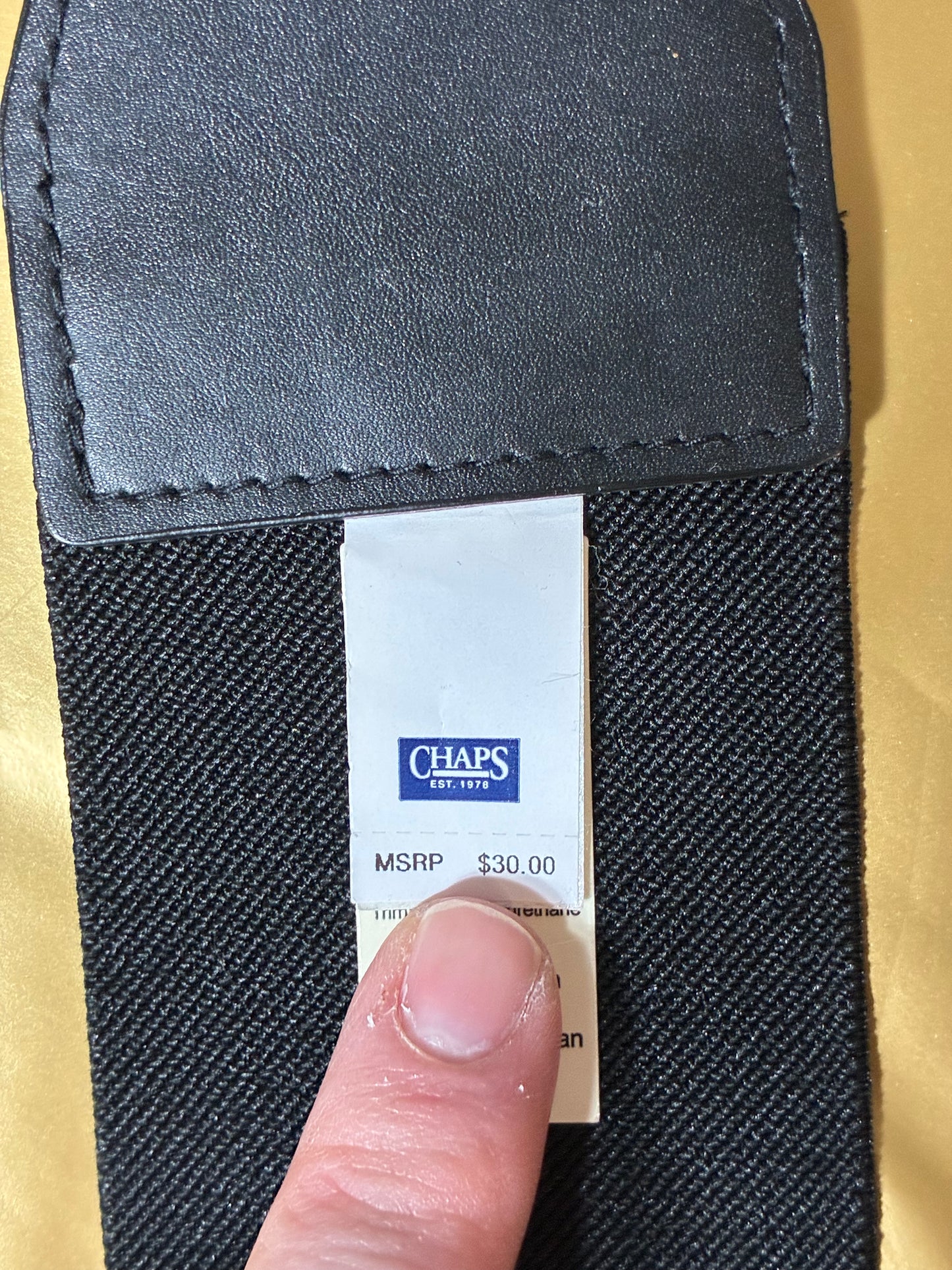 CHAPS UNISEX 2.5” WIDE BLACK ELASTIC BELT XL