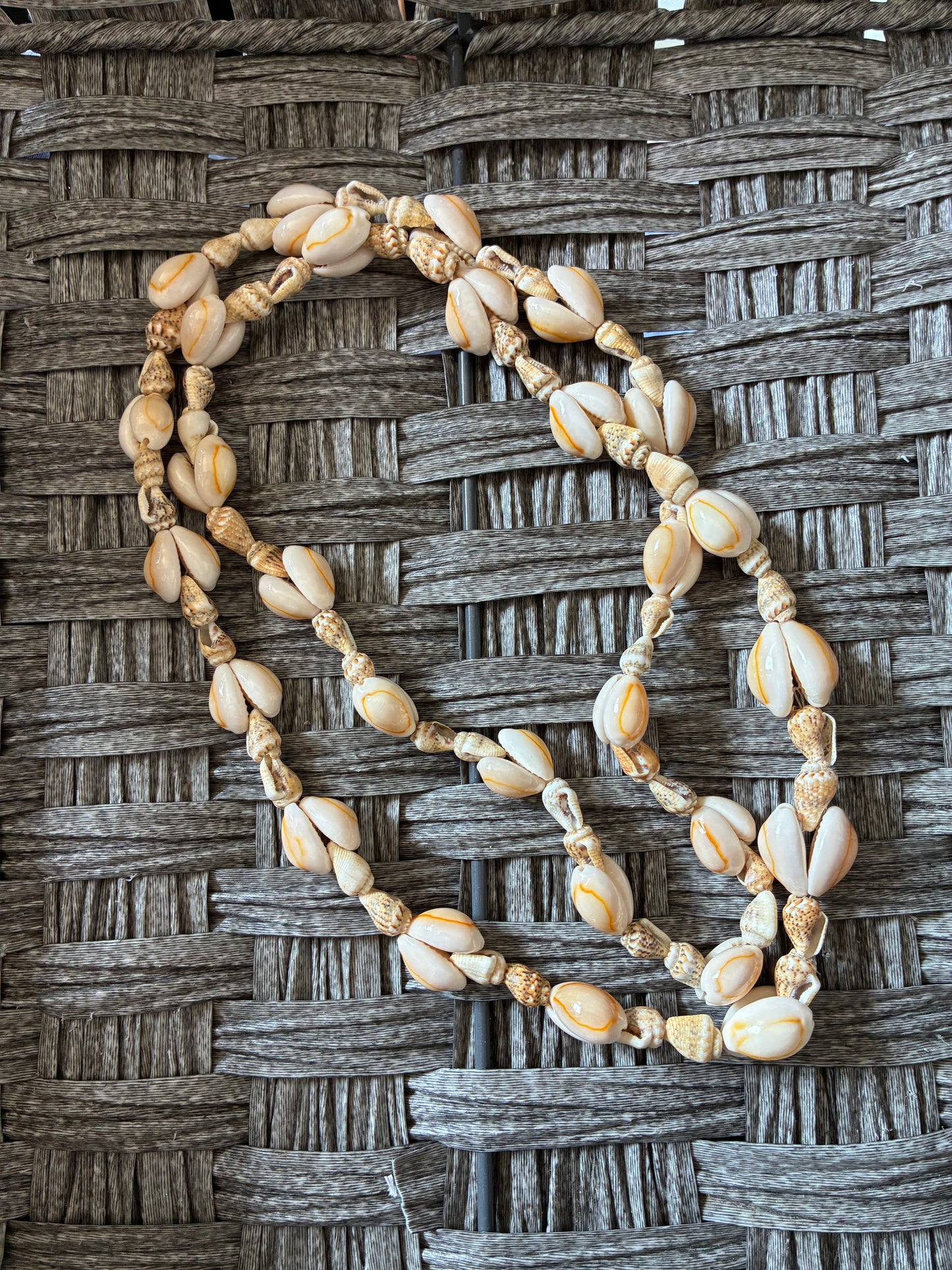 COWRIE AND CONCH SHELL NECKLACE 36" - PRE OWNED