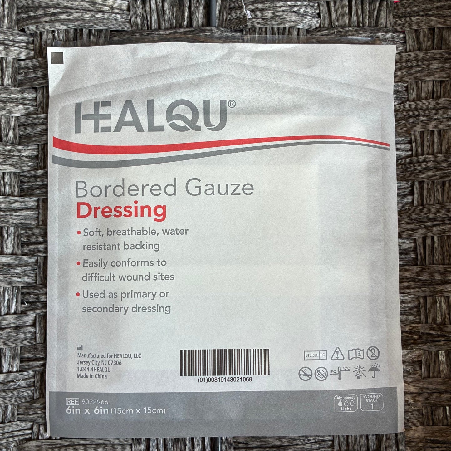 HEALQU BORDERED GAUZE DRESSING 6"X6" STERILE #9022966