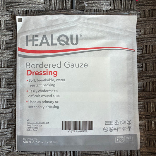 HEALQU BORDERED GAUZE DRESSING 6"X6" STERILE #9022966