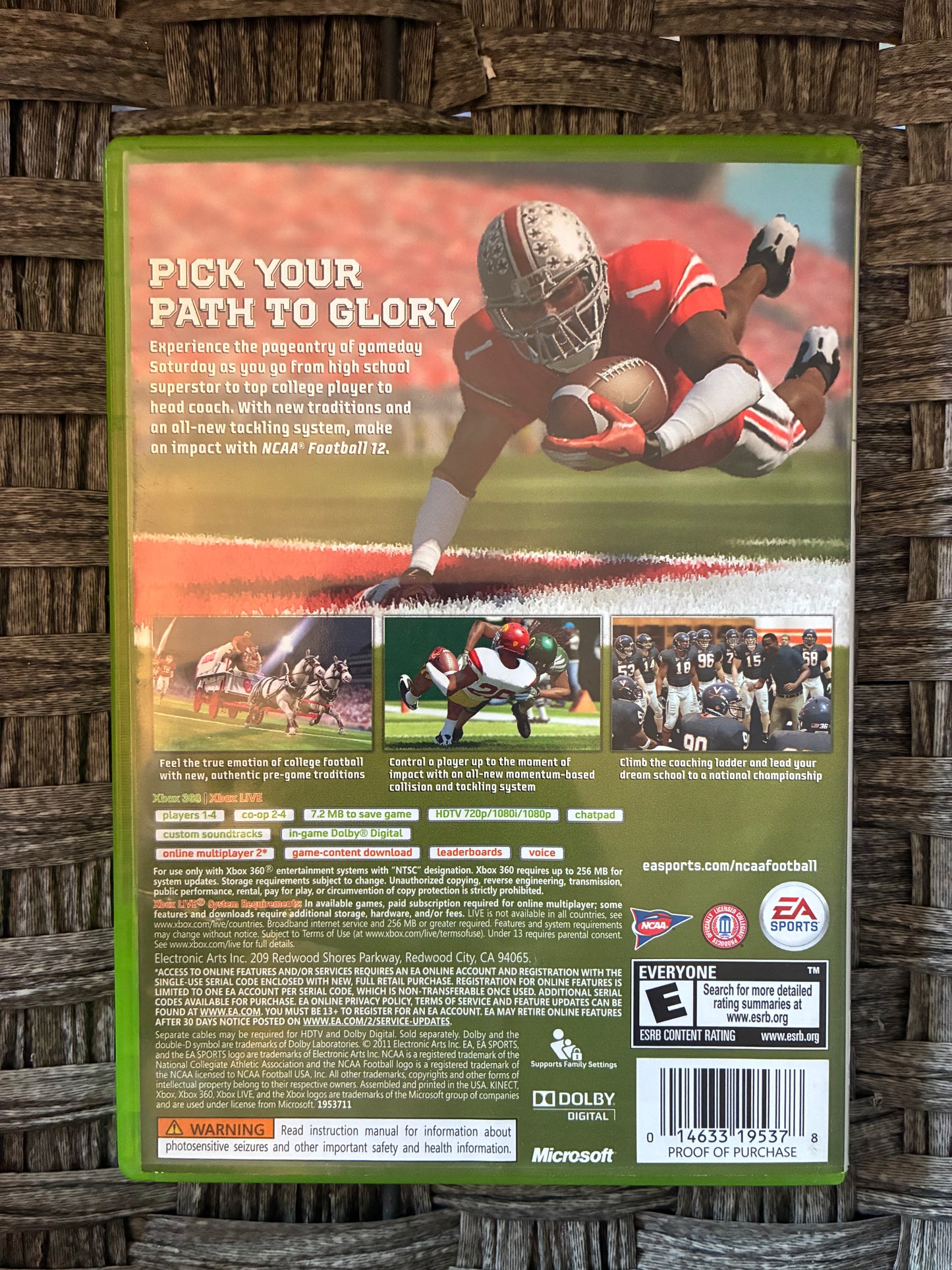 XBOX 360 EA SPORTS NCAA FOOTBALL 12 PRE OWNED