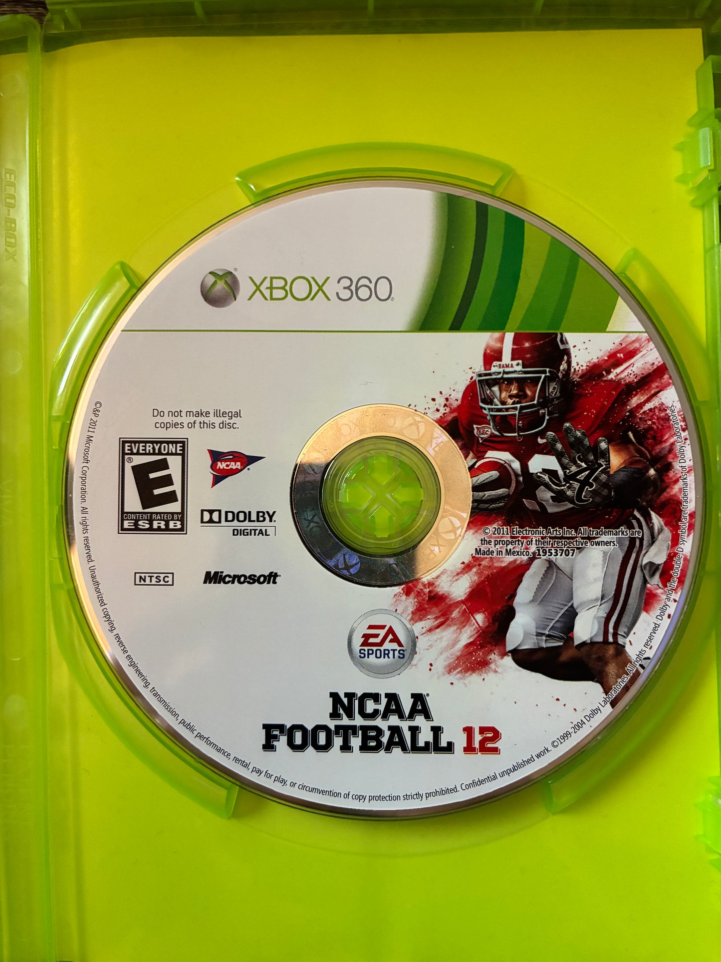 XBOX 360 EA SPORTS NCAA FOOTBALL 12 PRE OWNED