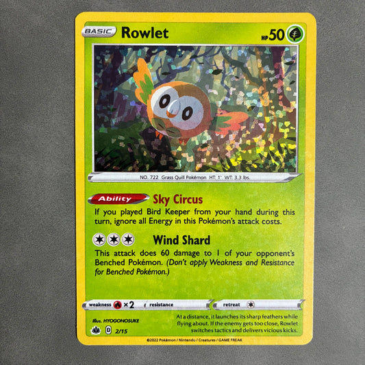 POKEMON TCG ROWLET 2/15 HOLO 2022