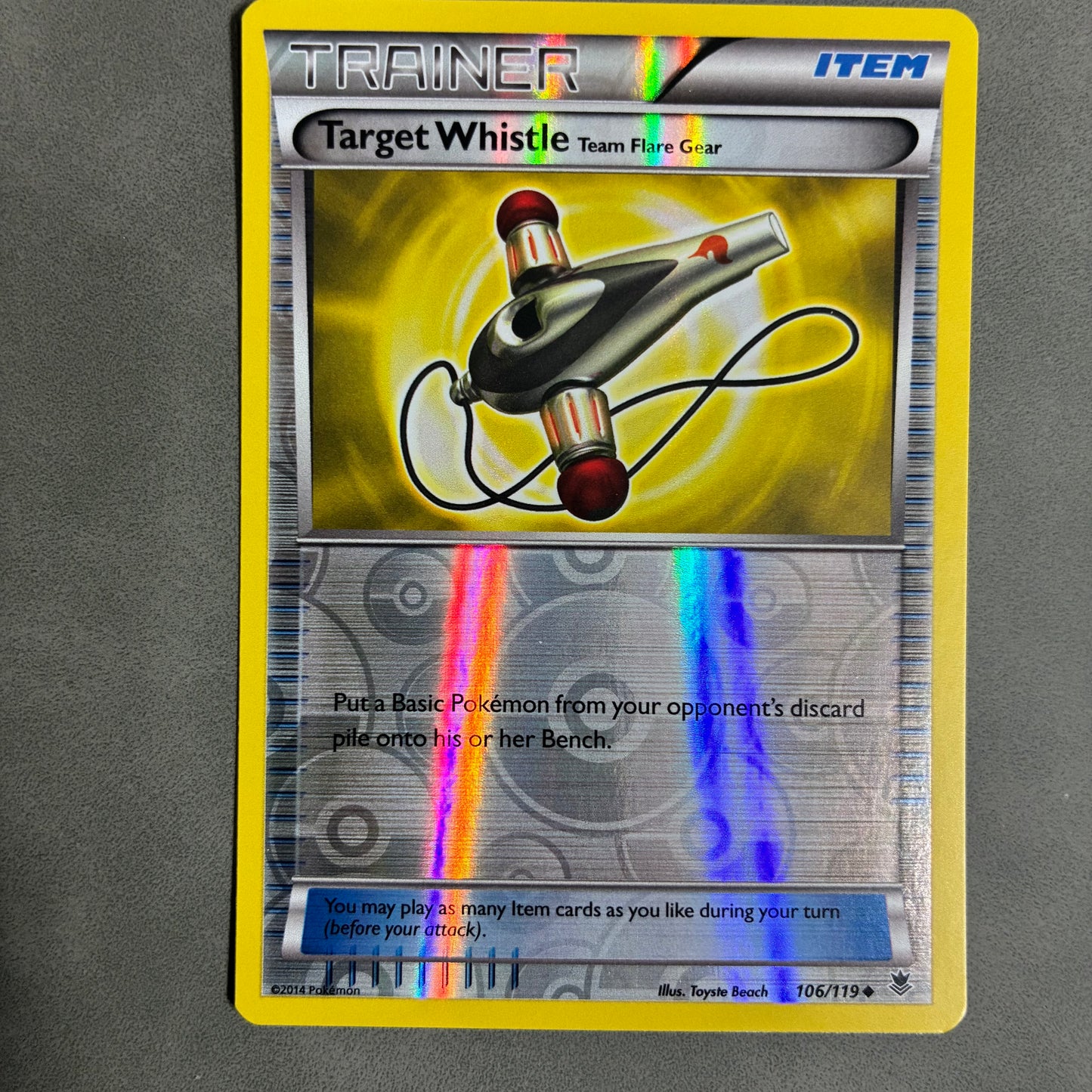 2014 POKEMON TCG TARGET WHISTLE 106/119 HOLO TRAINER ITEM