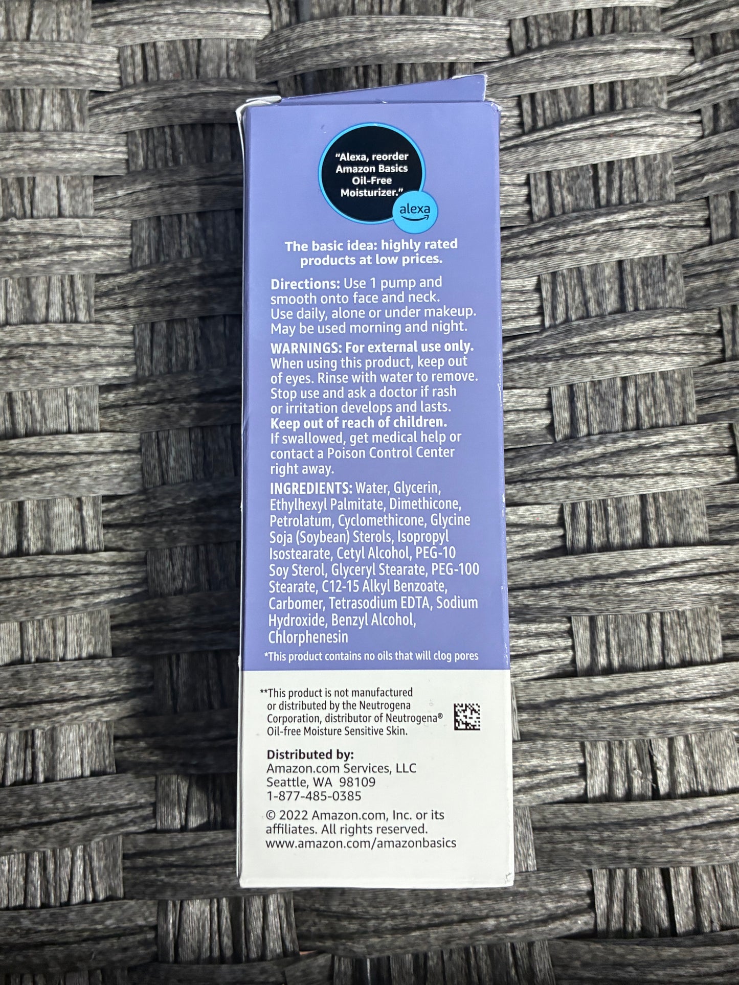 AMAZON BASICS OIL FREE FACIAL LOTION 4 FL OZ EXP 10/2026