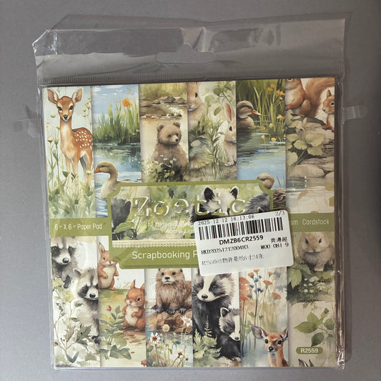 6"X6" SCRAPBOOKING PAPER PAD 12 SHEETS