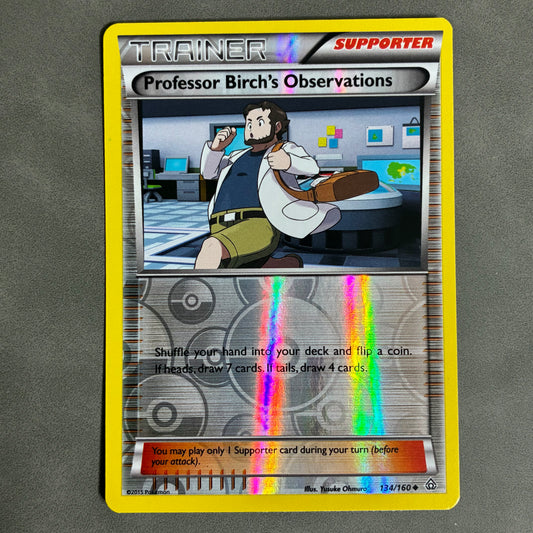 POKEMON TCG PROFESSOR BIRCH'S OBSERVATIONS 134/160 HOLO 2015 TRAINER SUPPORTER