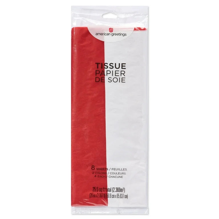 AMERICAN GREETINGS TISSUE PAPER 2 COLORS 8 SHEETS
