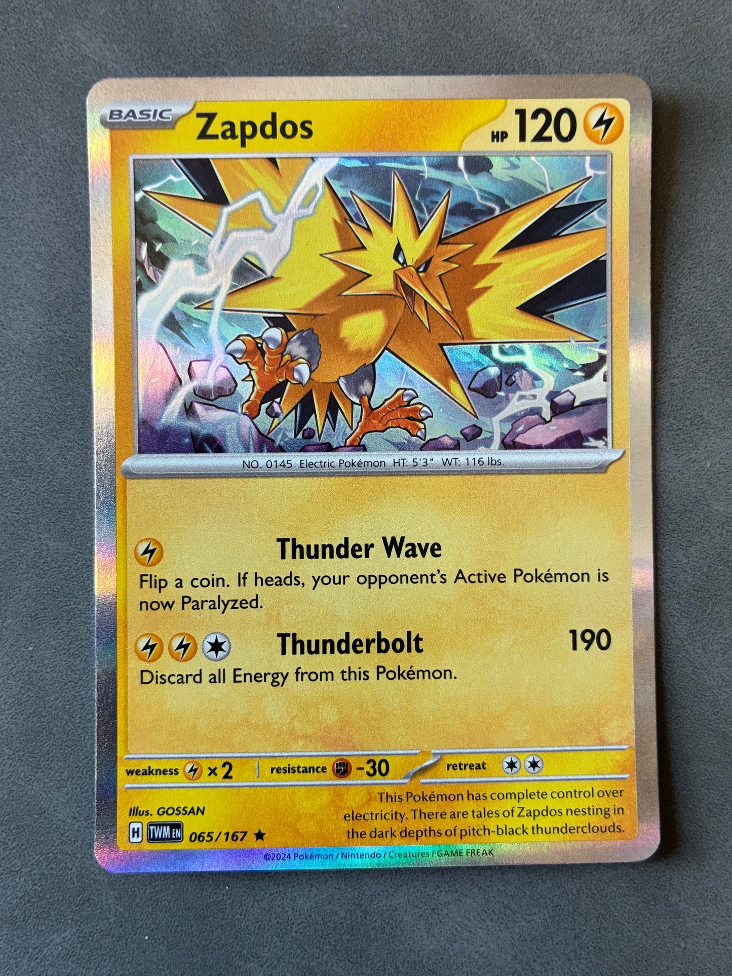 2024 POKEMON TCG - ZAPDOS 065/167 HOLO