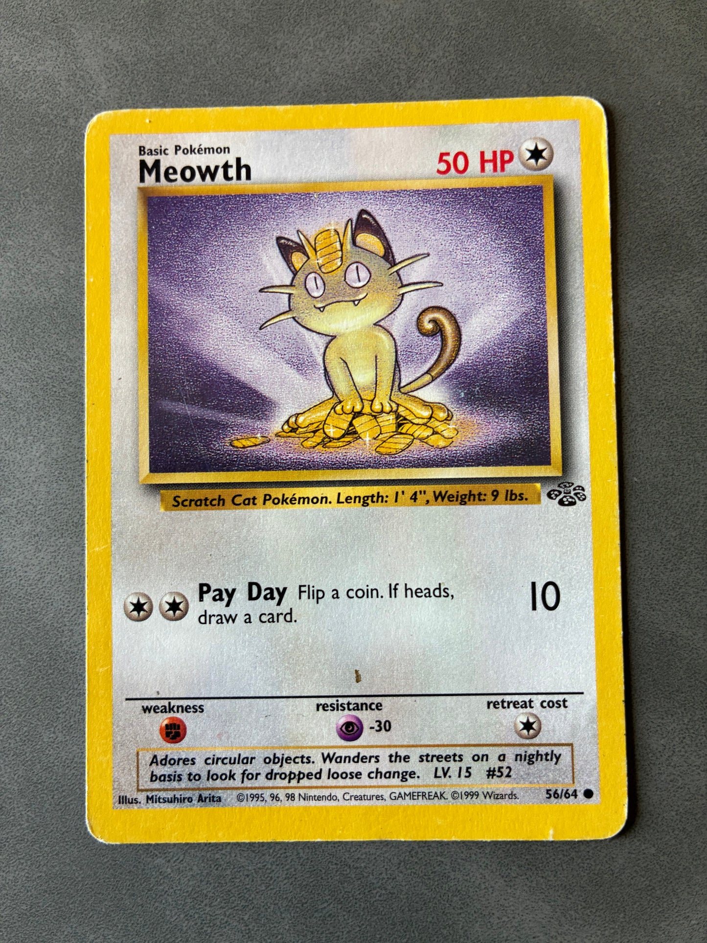 1999 POKEMON TCG MEOWTH 56/64