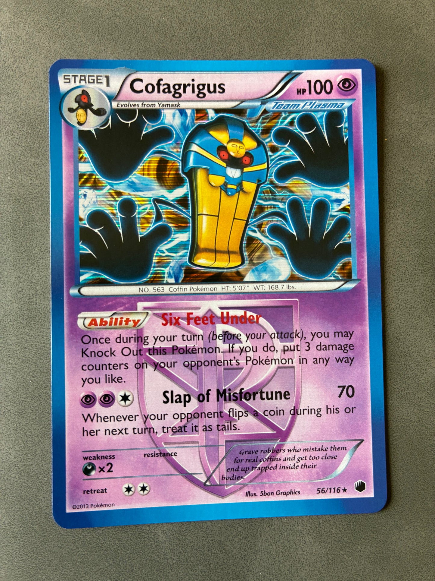 2013 POKEMON TCG - COFAGRIGUS 56/116 HOLO TEAM PLASMA