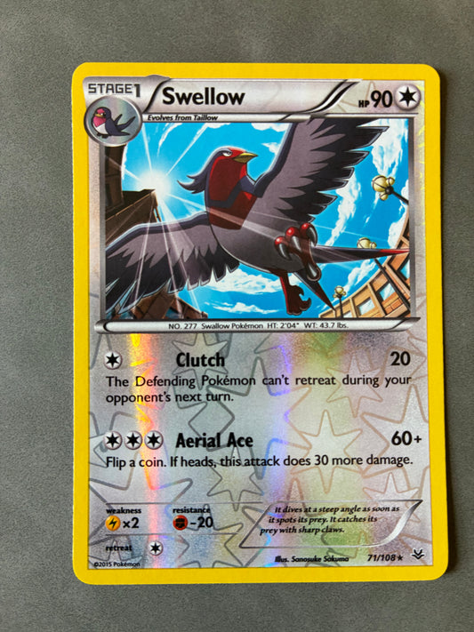 2015 POKEMON TCG SWELLOW 71/108 HOLO