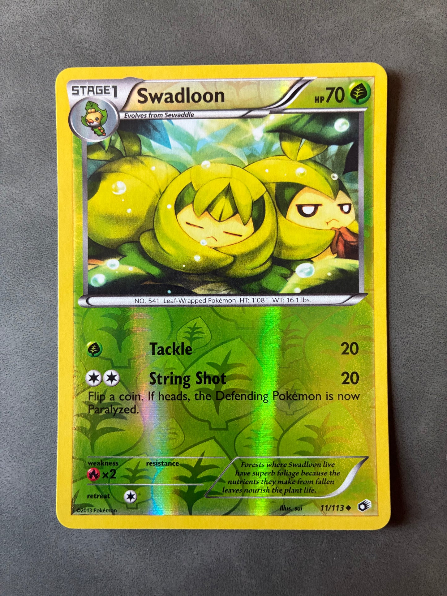 2013 POKEMON TCG SWADLOON 11/113 HOLO