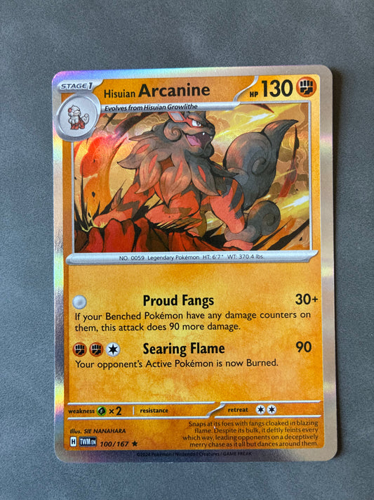 POKEMON TCG HISUIAN ARCANINE 100/167 HOLO 2024