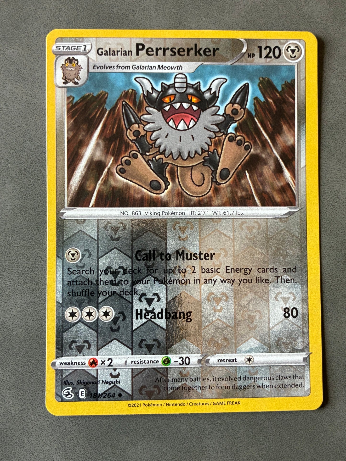 2021 POKEMON TCG - GALARIAN PERRSERKER 181/264 HOLO