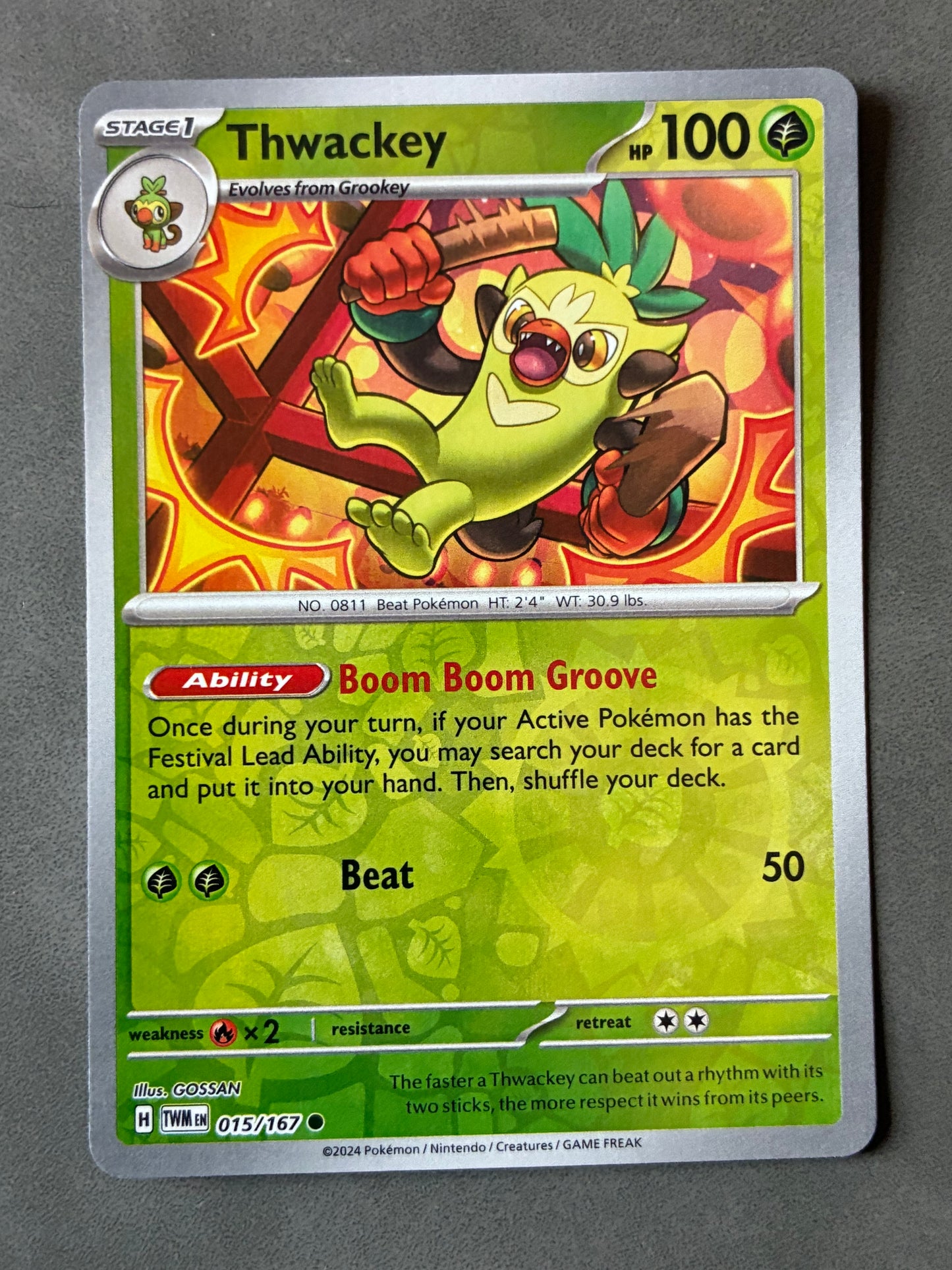 2024 POKEMON TCG - THWACKEY 015/167 HOLO