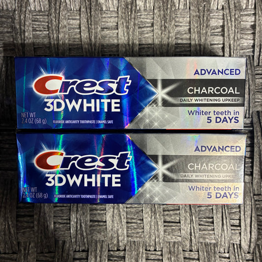 2 PACK - CREST 3D WHITE CHARCOAL WHITENING - 2.4OZ - EXP. JUNE 2028