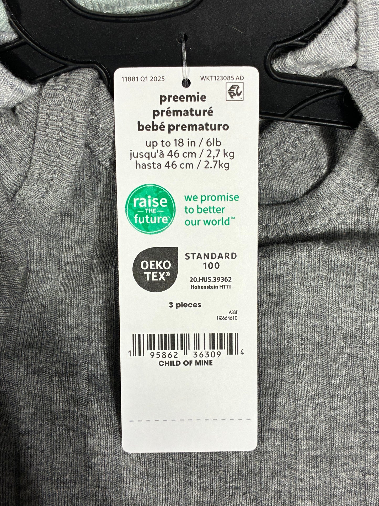 CARTER'S CHILD OF MINE BABY BOY PREEMIE 3-PACK BODYSUITS