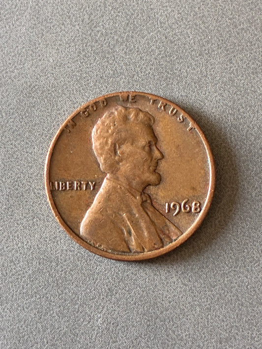 1968 PENNY NO MINT MARK OFF CENTER ERROR 95% COPPER