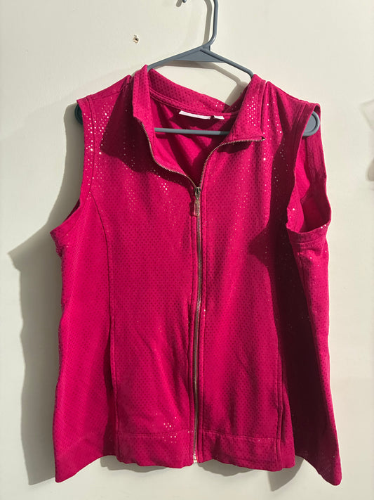 SUSAN GRAVER PINK WOMENS BLING VEST - SIZE L - PRE OWNED GOOD CONDITION