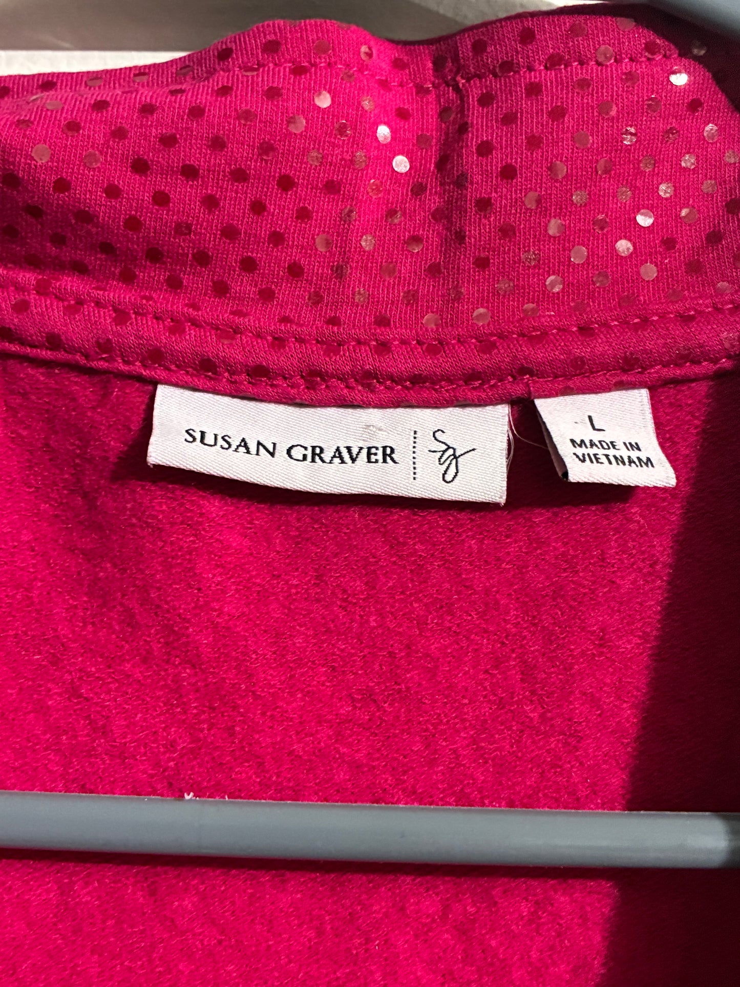 SUSAN GRAVER PINK WOMENS BLING VEST - SIZE L - PRE OWNED GOOD CONDITION