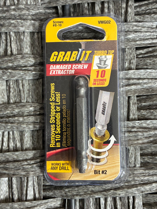 GRAB IT DAMAGED SCREW EXTRACTOR VMG02 SCREWS #8-10 WORKS WITH ANY DRILL