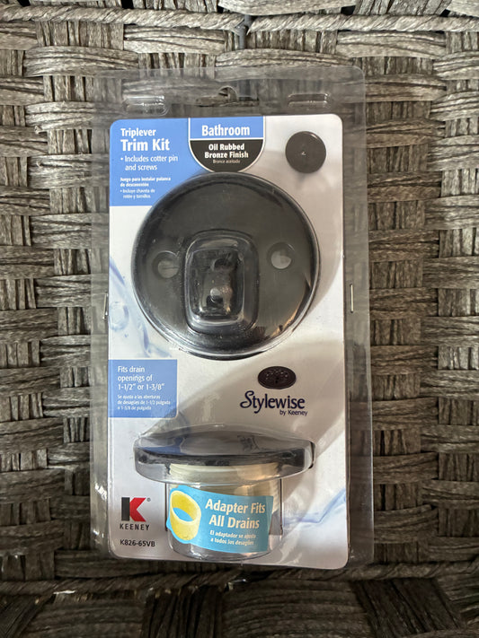 KEENEY 1-3/8" OR 1-1/2" OIL RUBBED BRONZE TRIPLEVER BATHTUB TRIM KIT