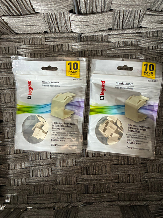 LEGRAND ON-Q BLANK INSERTS 2PKS OF 10 (20PCS TOTAL)