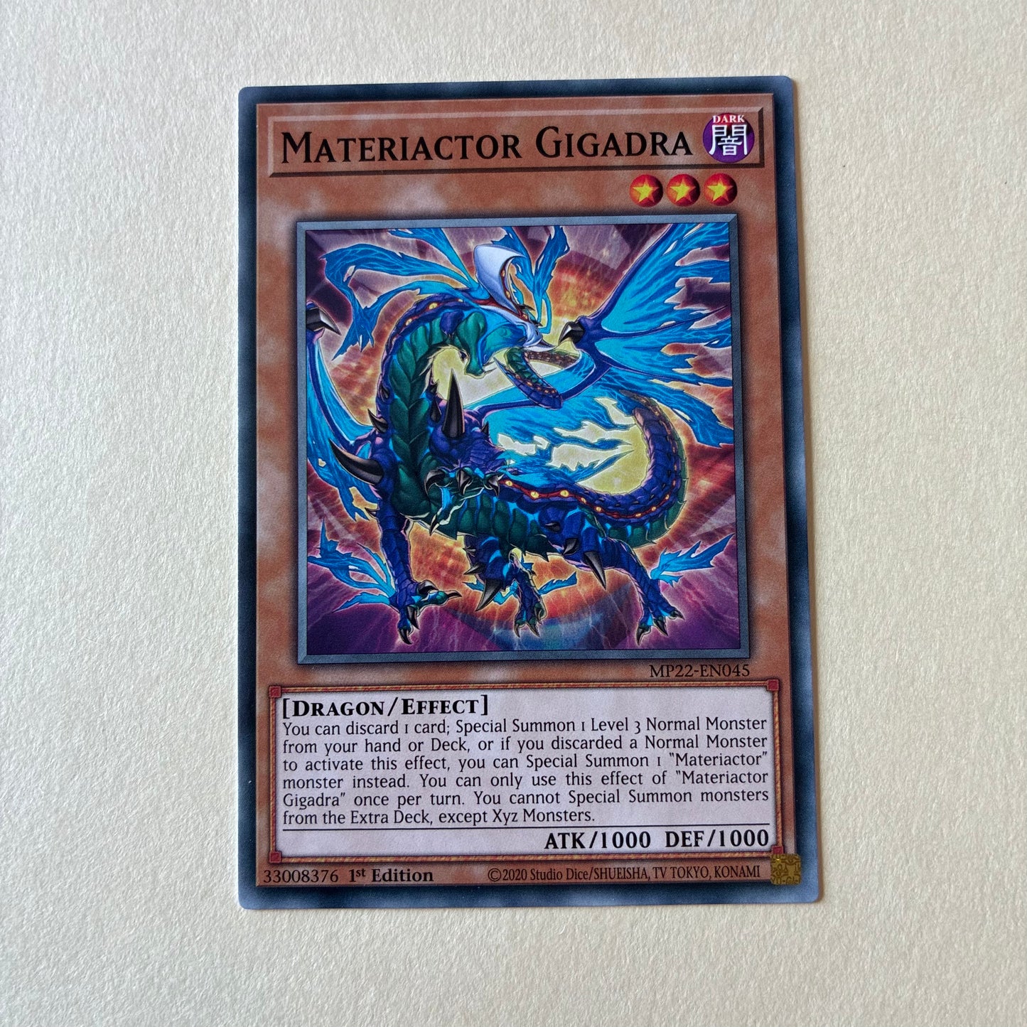 2020 YU-GI-OH! TCG - MATERIACTOR GIGADRA (MP22-EN045) 1ST EDITION