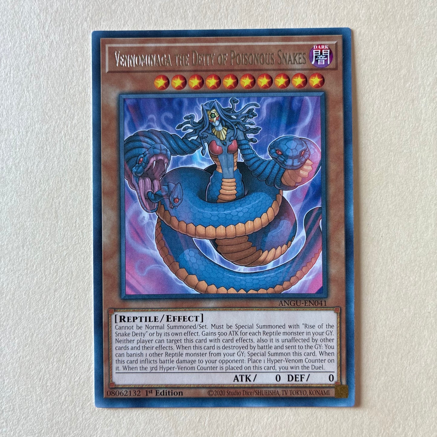 YU-GI-OH! TCG - VENNOMINAGA THE DEITY OF POISONOUS SNAKES ANGU-EN041 1ST EDITION