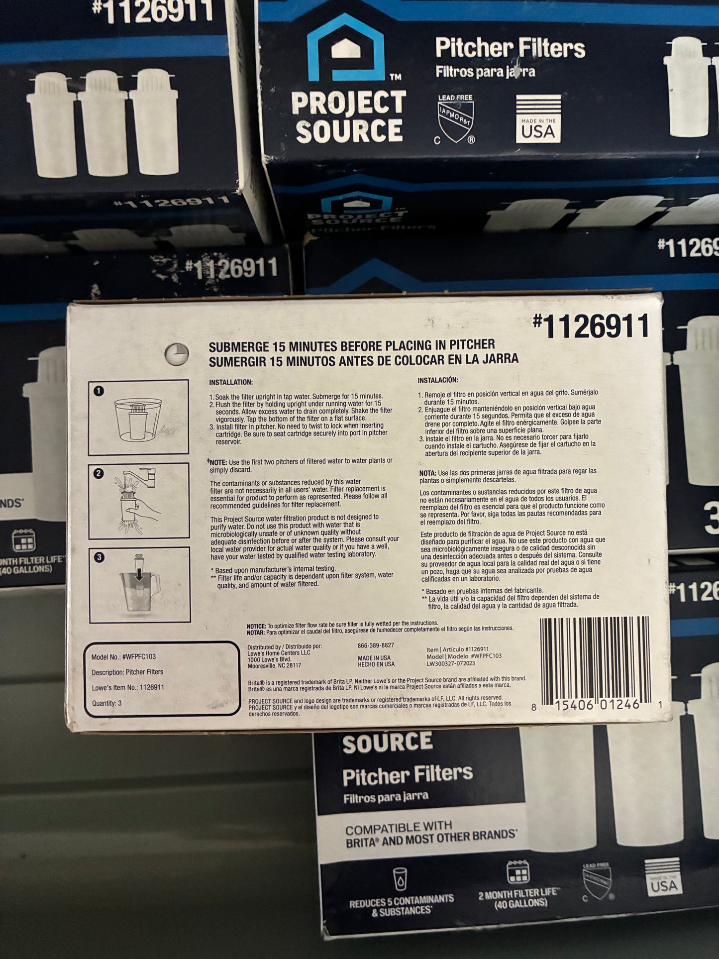 6X PACKS OF 3CT PROJECT SOURCE BRITA COMPATIBLE PITCHER FILTERS