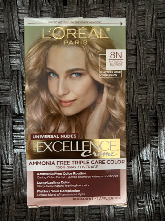 L'OREAL PARIS EXCELLENCE UNIVERSAL NUDES HAIR COLOR - 8N NATURAL BLONDE