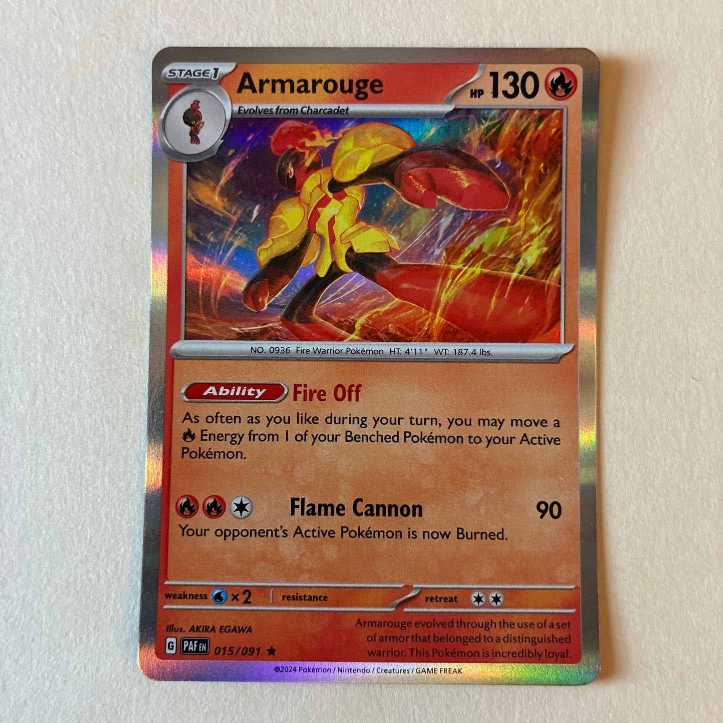 2024 POKEMON TCG PAF - ARMAROUGE 015/091 (HOLO)