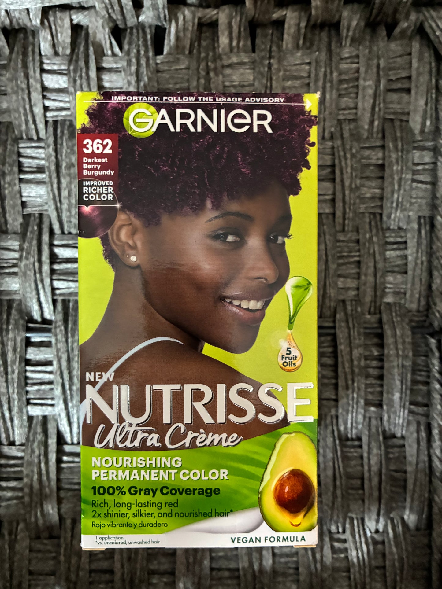GARNIER NUTRISSE PERMANENT HAIR COLOR #362 DARKEST BERRY BURGUNDY