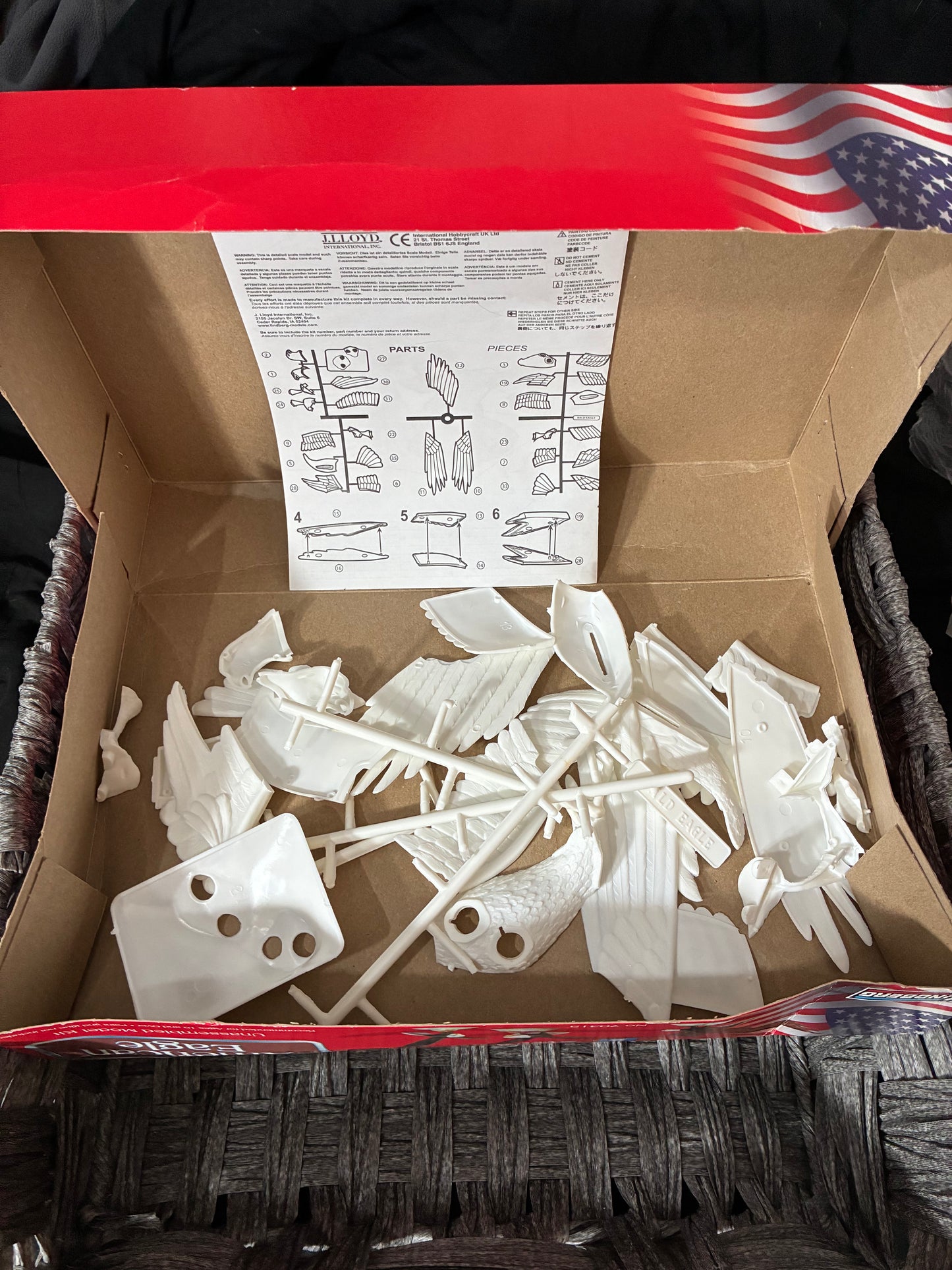 LINDBERG AMERICAN EAGLE MODEL KIT 12" WING SPAN 1/6 SCALE 70315 OPEN BOX COMPLETE