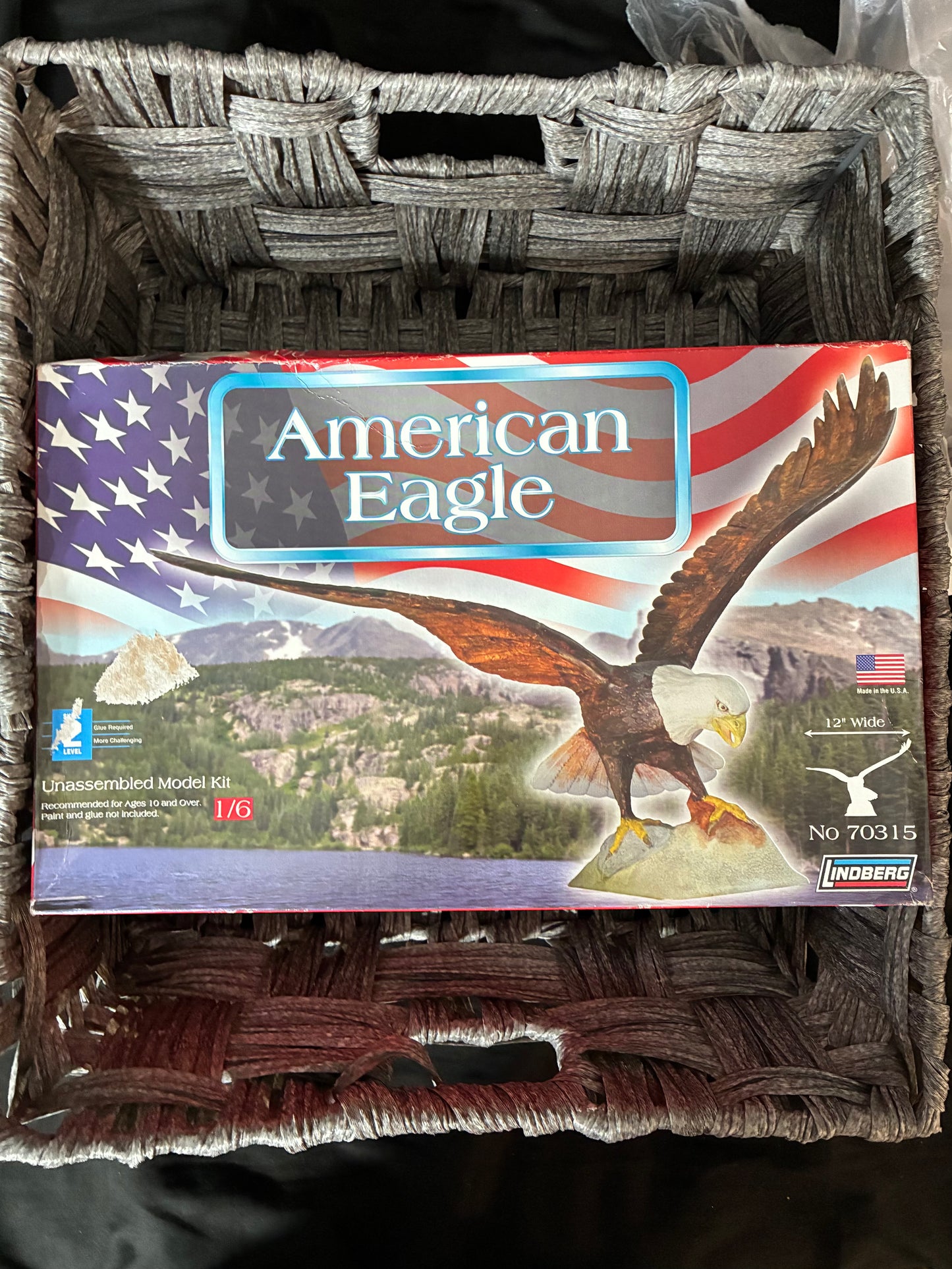 LINDBERG AMERICAN EAGLE MODEL KIT 12" WING SPAN 1/6 SCALE 70315 OPEN BOX COMPLETE
