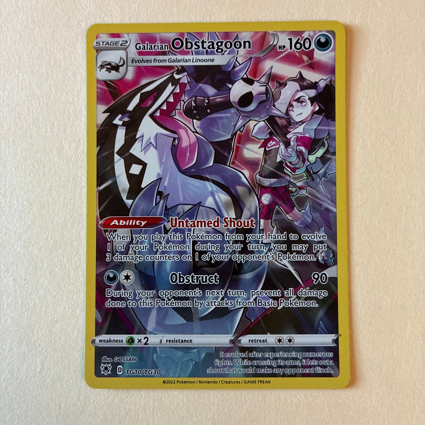 2022 POKEMON TCG GALARIAN OBSTAGOON TG10/TG30 HOLO