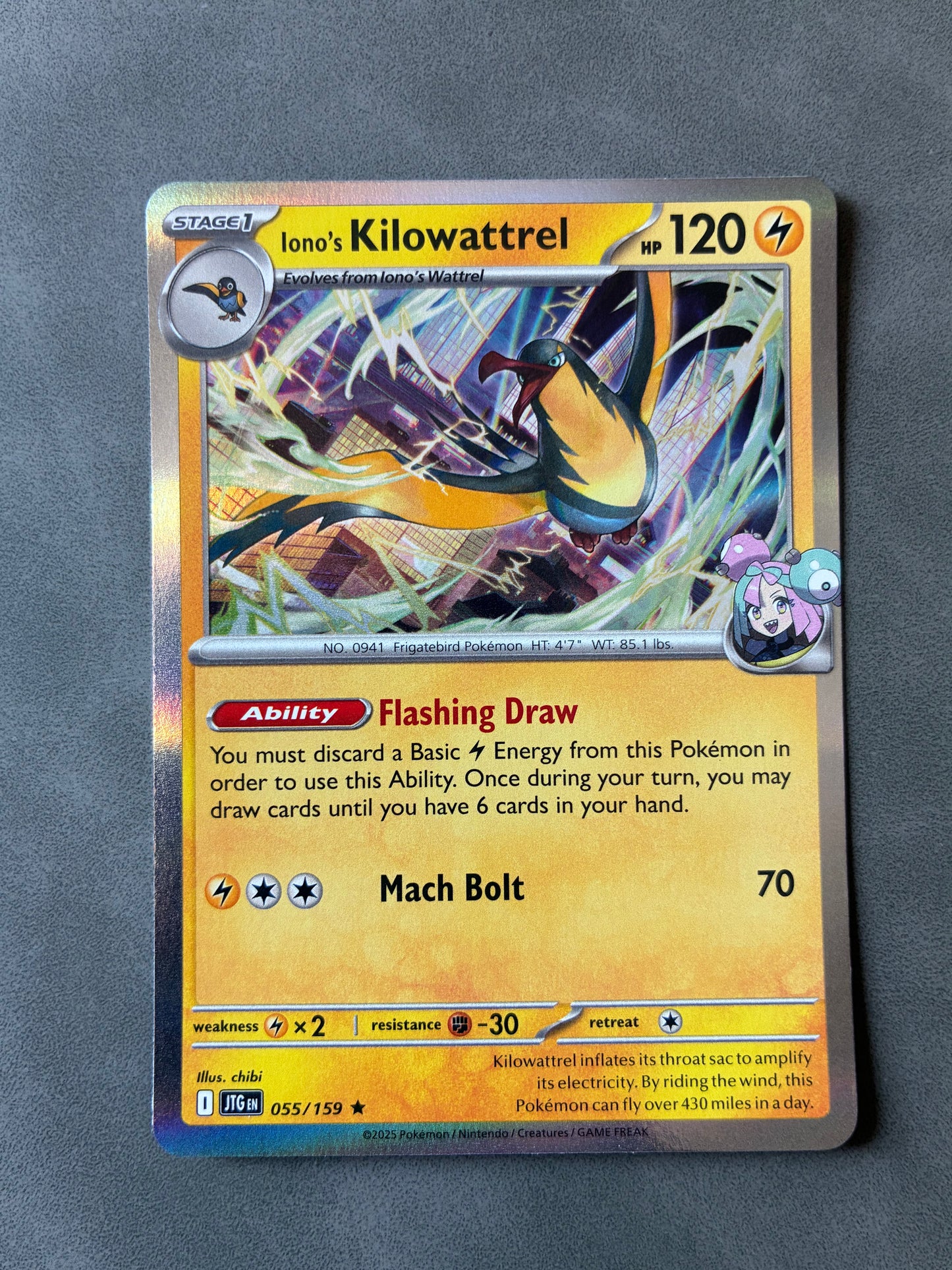 2025 POKEMON TCG JTG - IONO'S KILOWATTREL 055/159 (HOLO)