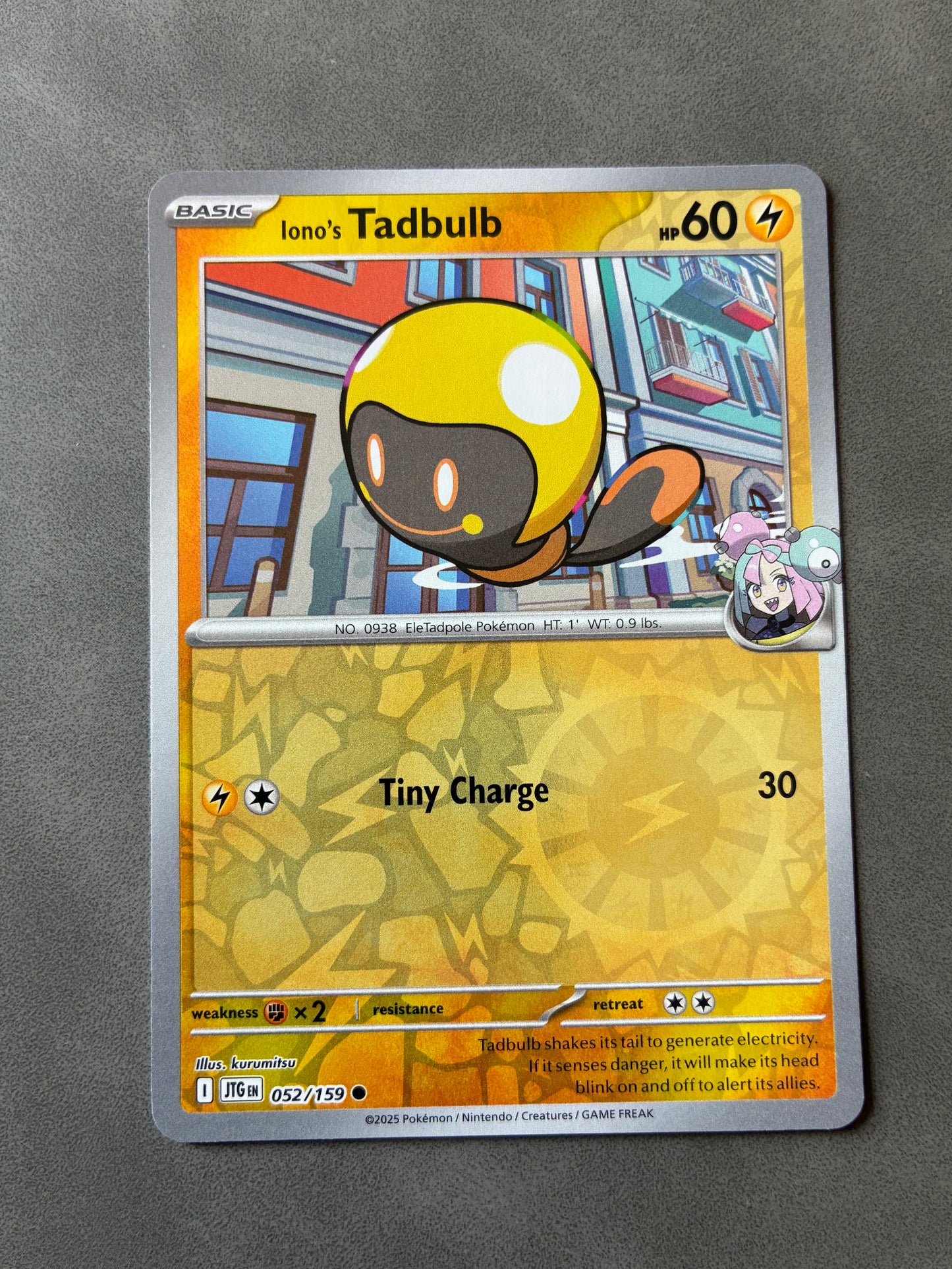 2025 POKEMON TCG JTG - IONO'S TADBULB 052/159 (REVERSE HOLO)