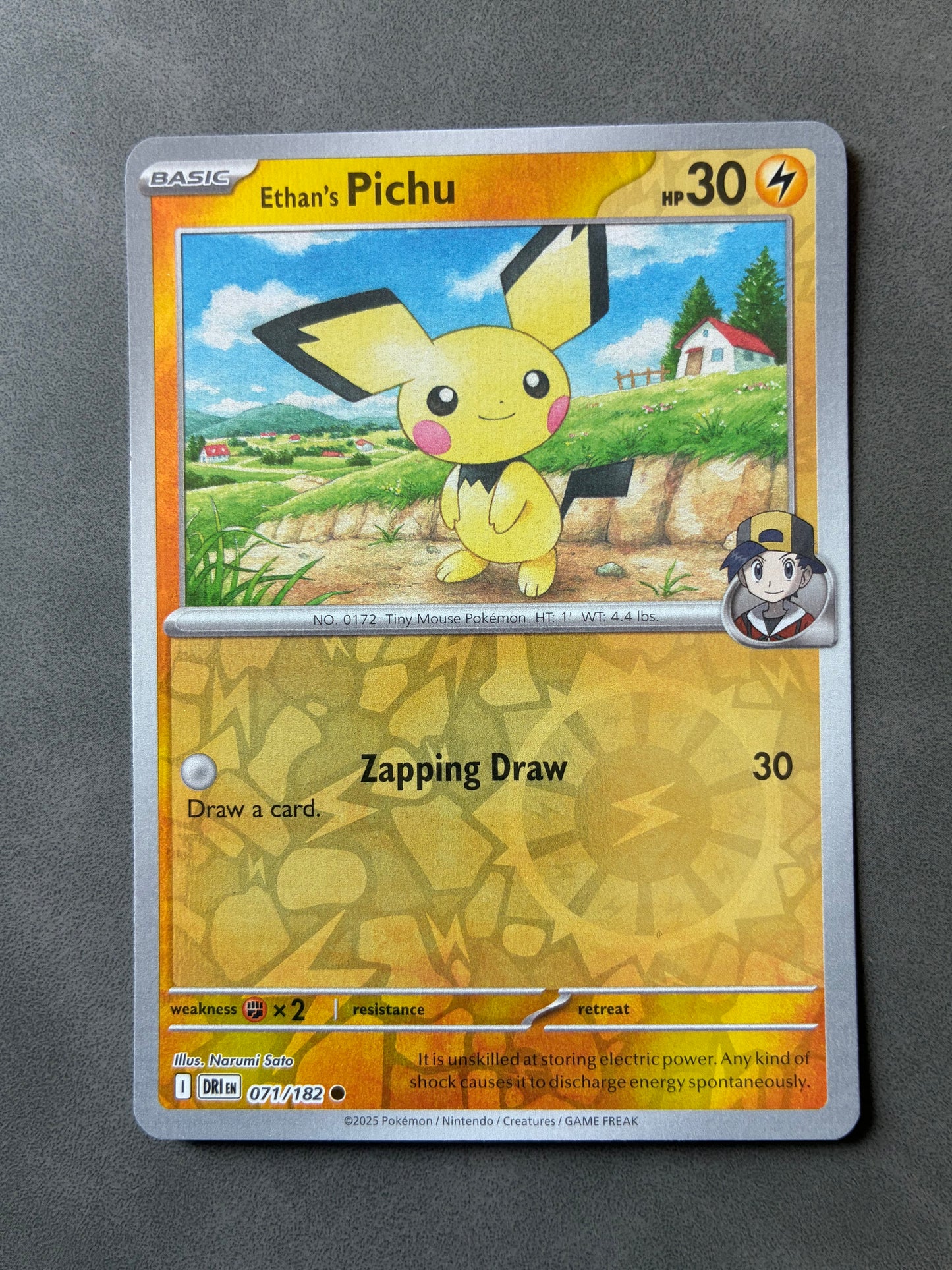 2025 POKEMON TCG DRI - ETHAN'S PICHU 071/182 (REVERSE HOLO)