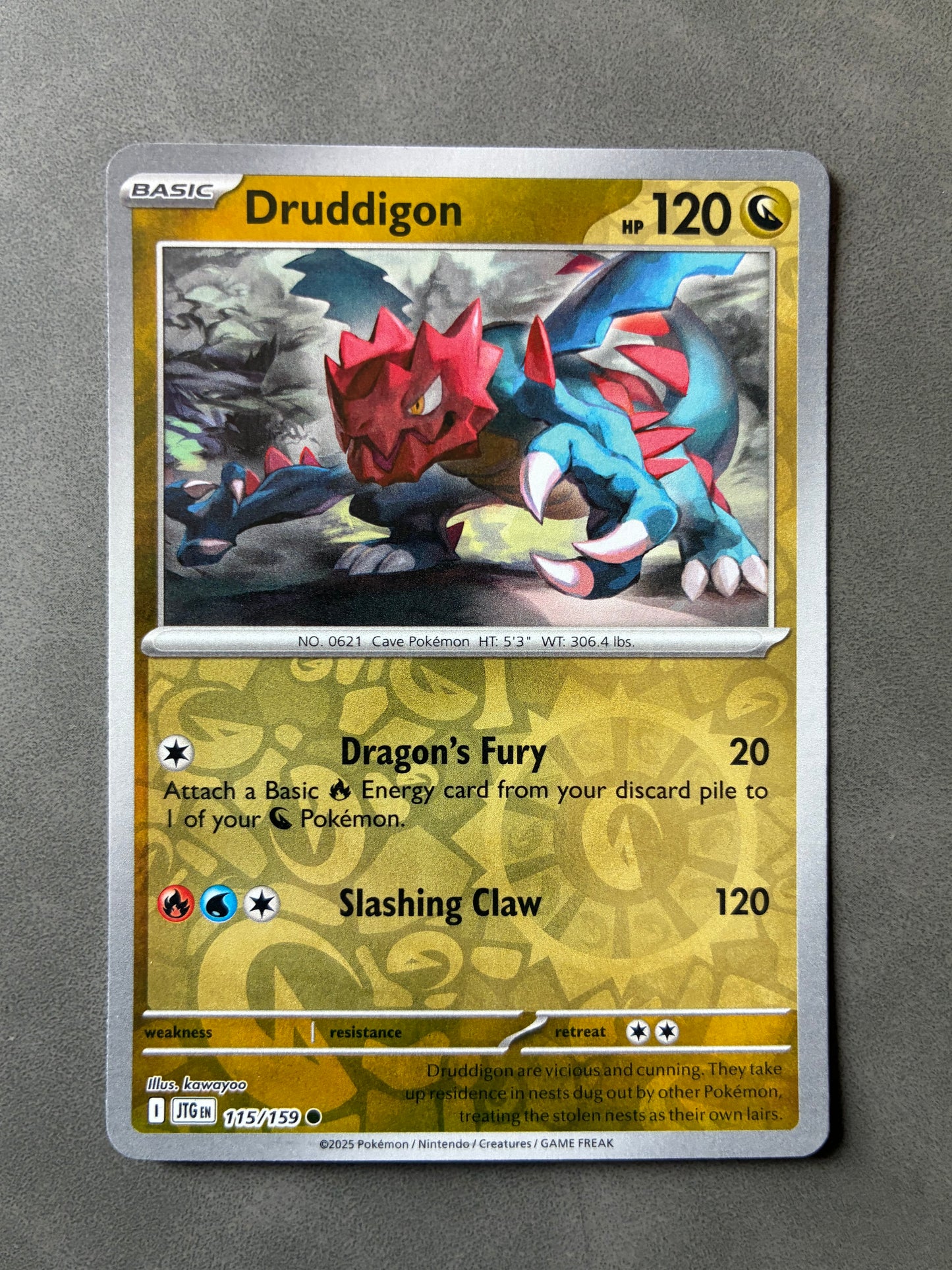 2025 POKEMON TCG JTG - DRUDDIGON 115/159 (REVERSE HOLO)