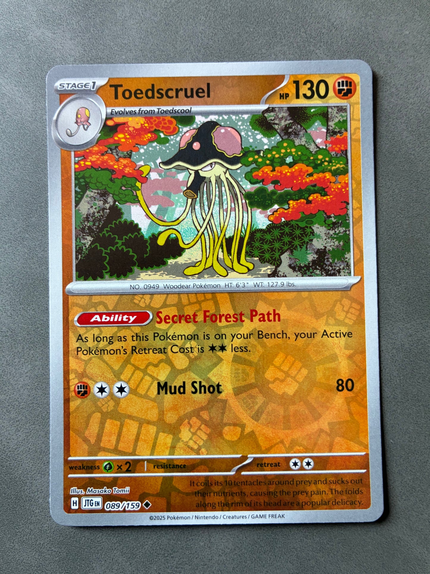 2025 POKEMON TCG JTG - TOEDSCRUEL 089/159 (REVERSE HOLO)