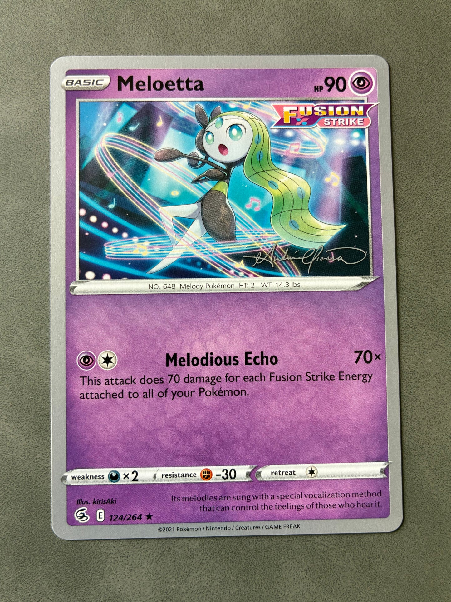 2021 POKEMON TCG (2022 WORLD CHAMPIONSHIP) - MELOETTA 124/264 FUSION STRIKE