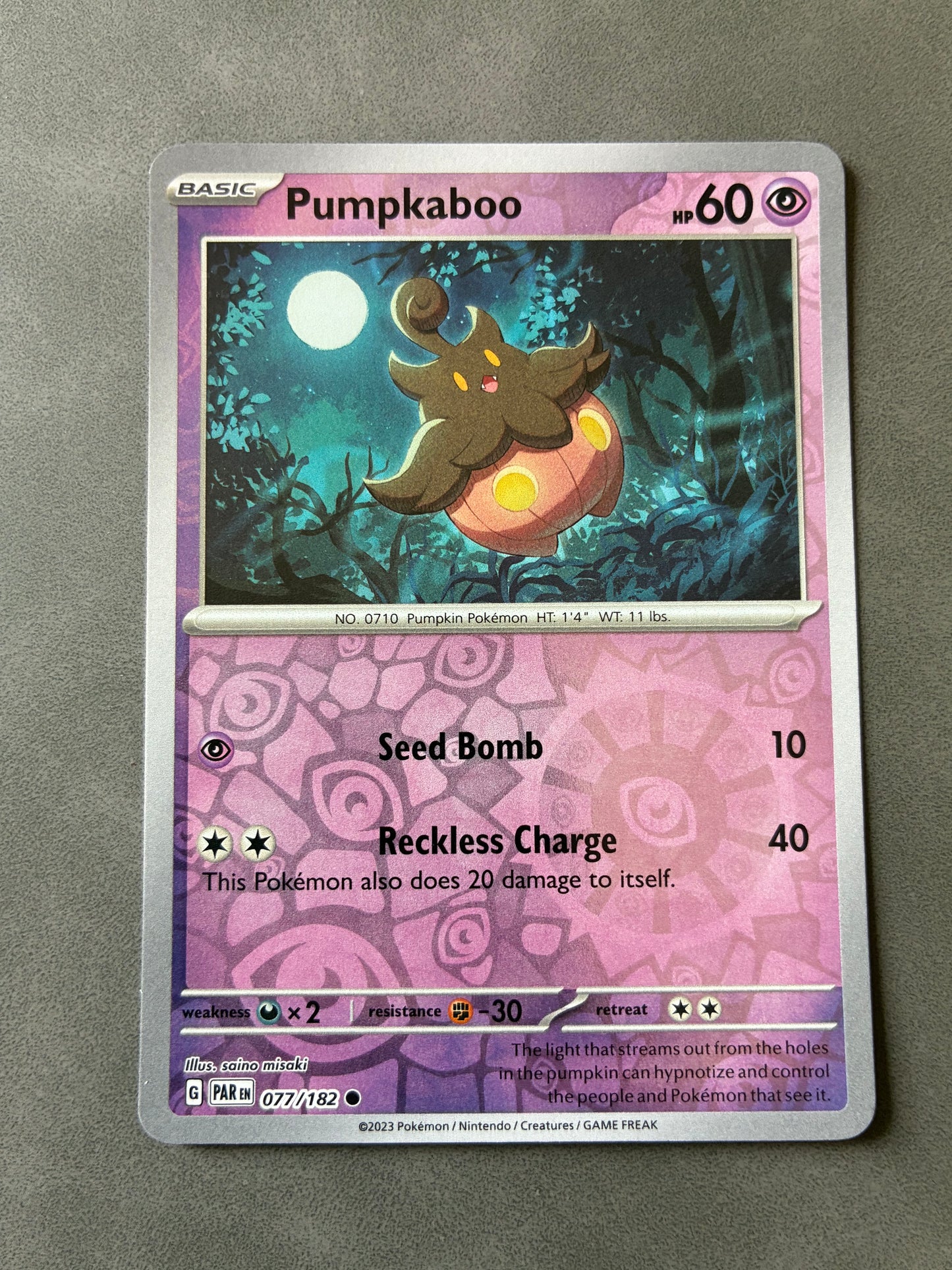 2023 POKEMON TCG PAR - PUMPKABOO 077/182 (REVERSE HOLO)